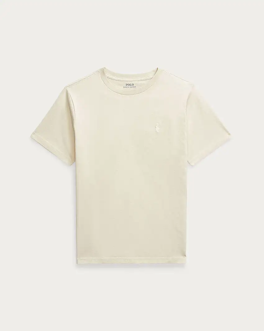 T-shirt Polo Ralph Lauren mezza manica color sabbia con logo pony bianco