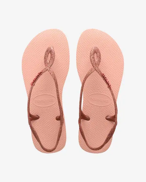 Havaianas Luna Premium II rosa antico con fascetta glitter incrociata e cinturino