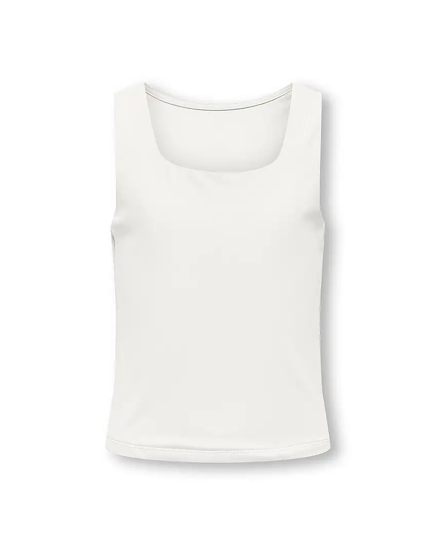 Top a canotta color burro in tessuto stretch con scollo quadrato