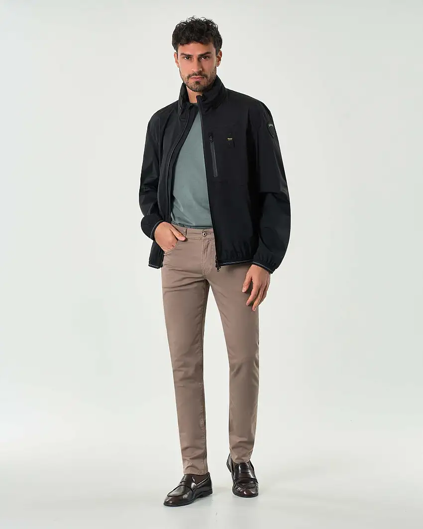 Giubbino Blauer sailor nero in nylon stretch con cerniere termonastrate