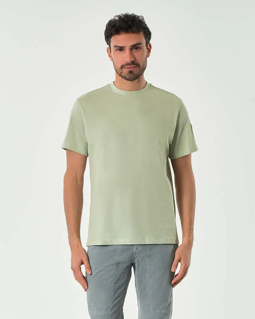 T-shirt Colmar Originals verde salvia mezza manica in piquè di cotone