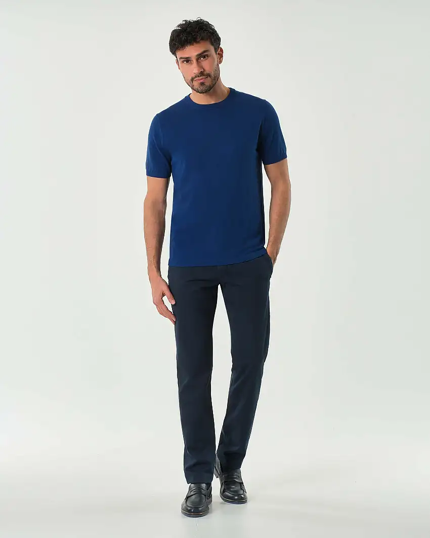 Pantalone chino blu Jacob Cohen Bobby in gabardina di cotone stretch