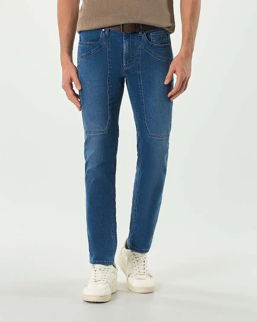 Jeans Jeckerson PA100 tapered lavaggio medio stone washed con toppa