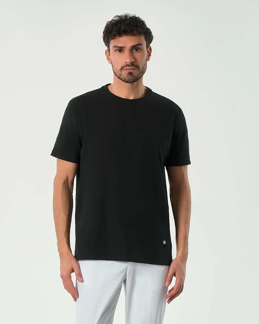T-shirt Manuel Ritz nera mezza manica in cotone stretch