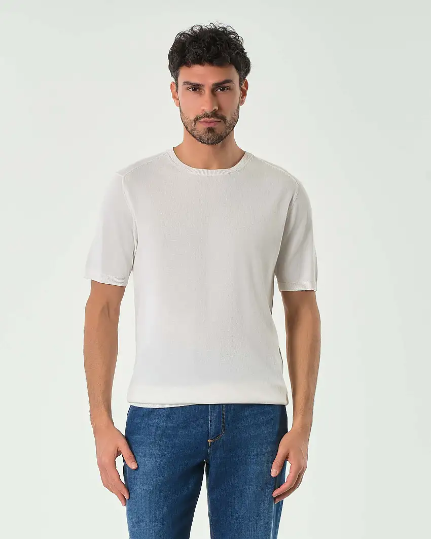 Maglia mezza manica Paul Baker avorio in leggero crêpe di viscosa