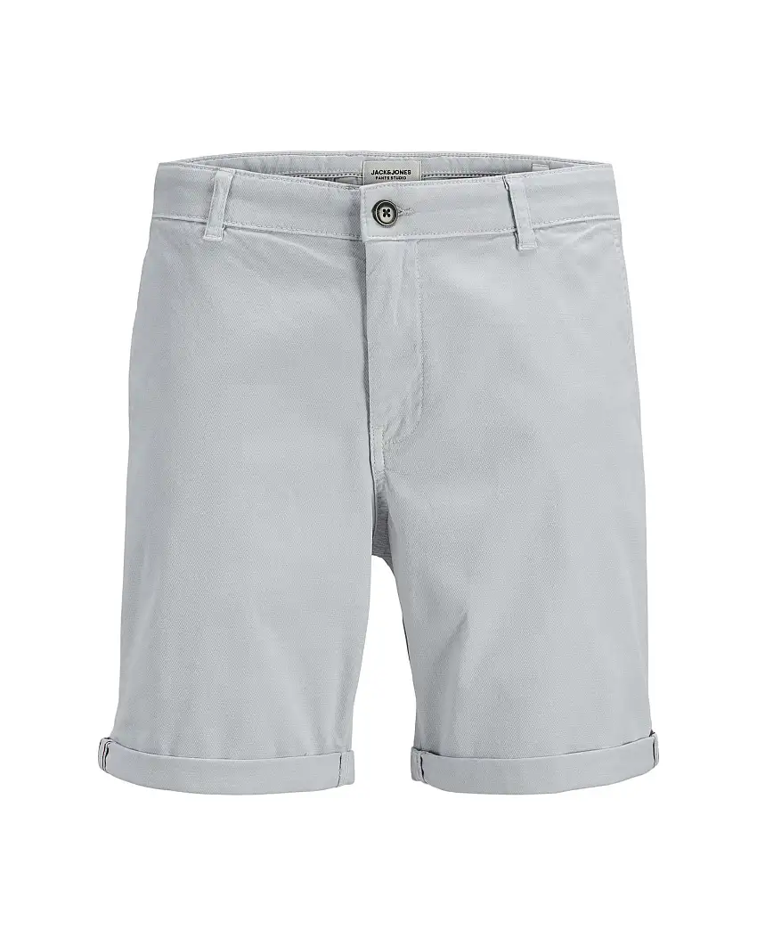 Bermuda chino color ghiaccio in tessuto armaturato di cotone stretch con risvolti al fondo