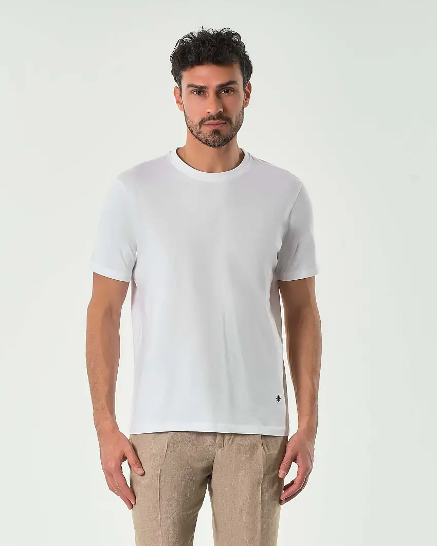 T-shirt Manuel Ritz bianca mezza manica in cotone stretch
