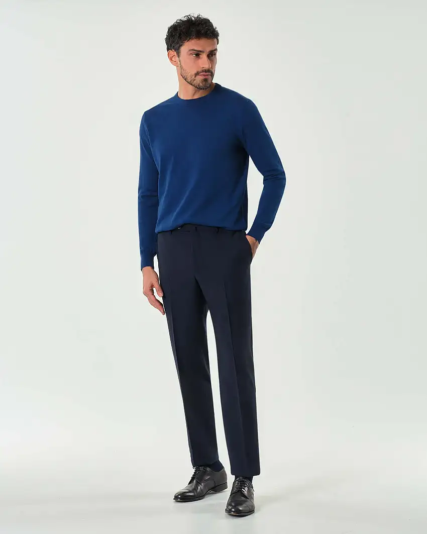 Pantalone Pellizzari drop6 blu in tela Marzotto di pura lana