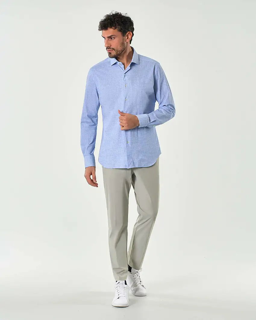 Pantaloni chino Pellizzari slim beige in tessuto tecnico stretch con elastico inserito sul retro