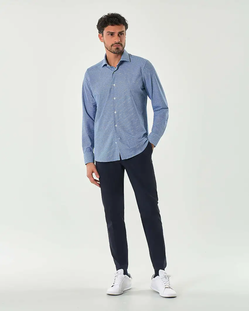 Pantaloni chino Pellizzari slim blu in tessuto tecnico stretch