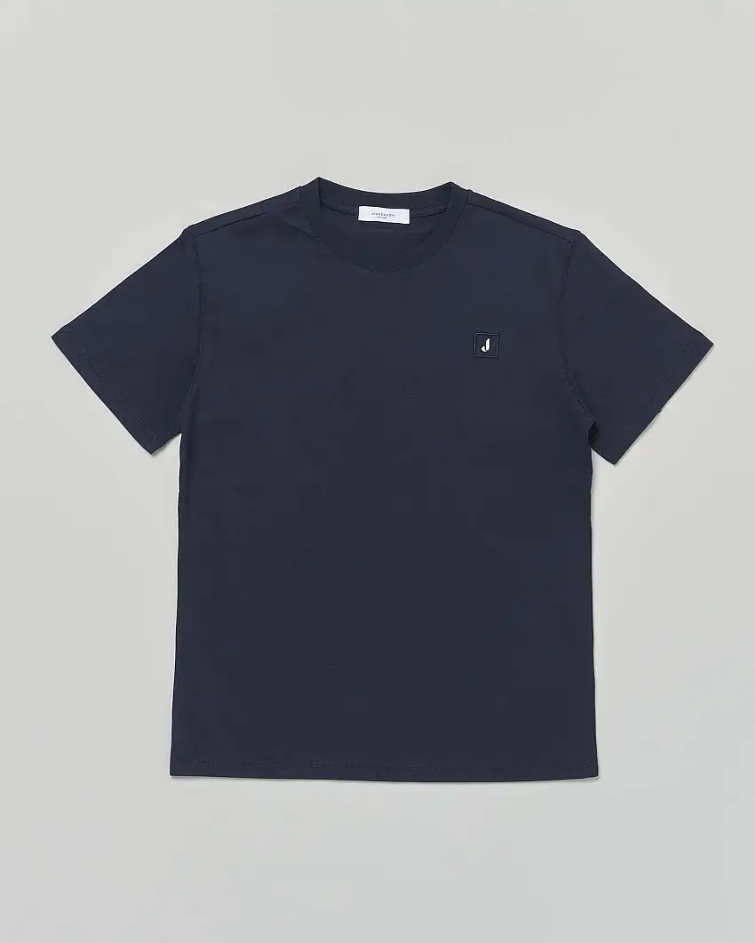 T-shirt Jeckerson blu mezza manica in cotone con logo bianco