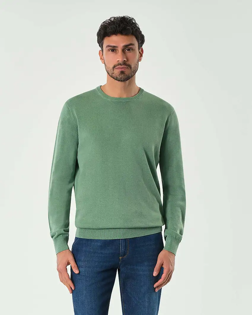 Maglia Paul Baker verde girocollo in puro cotone