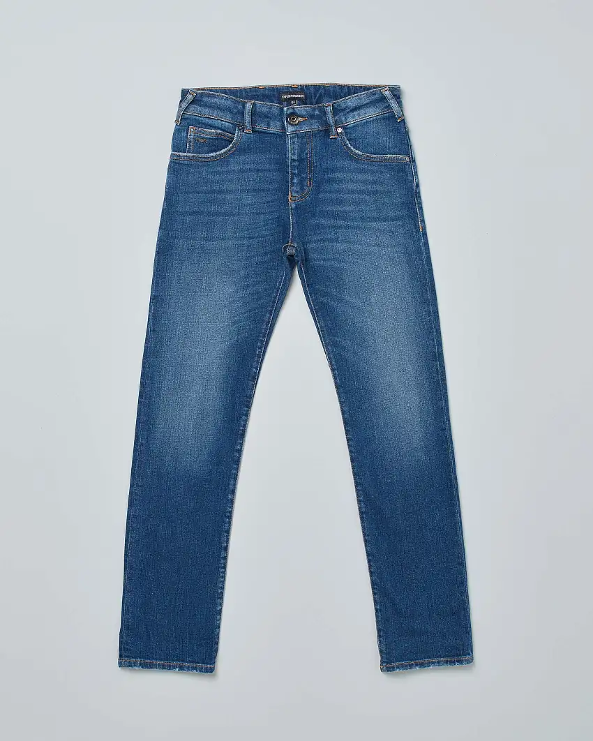 Jeans Emporio Armani a lavaggio medio stone washed regular-fit in cotone stretch