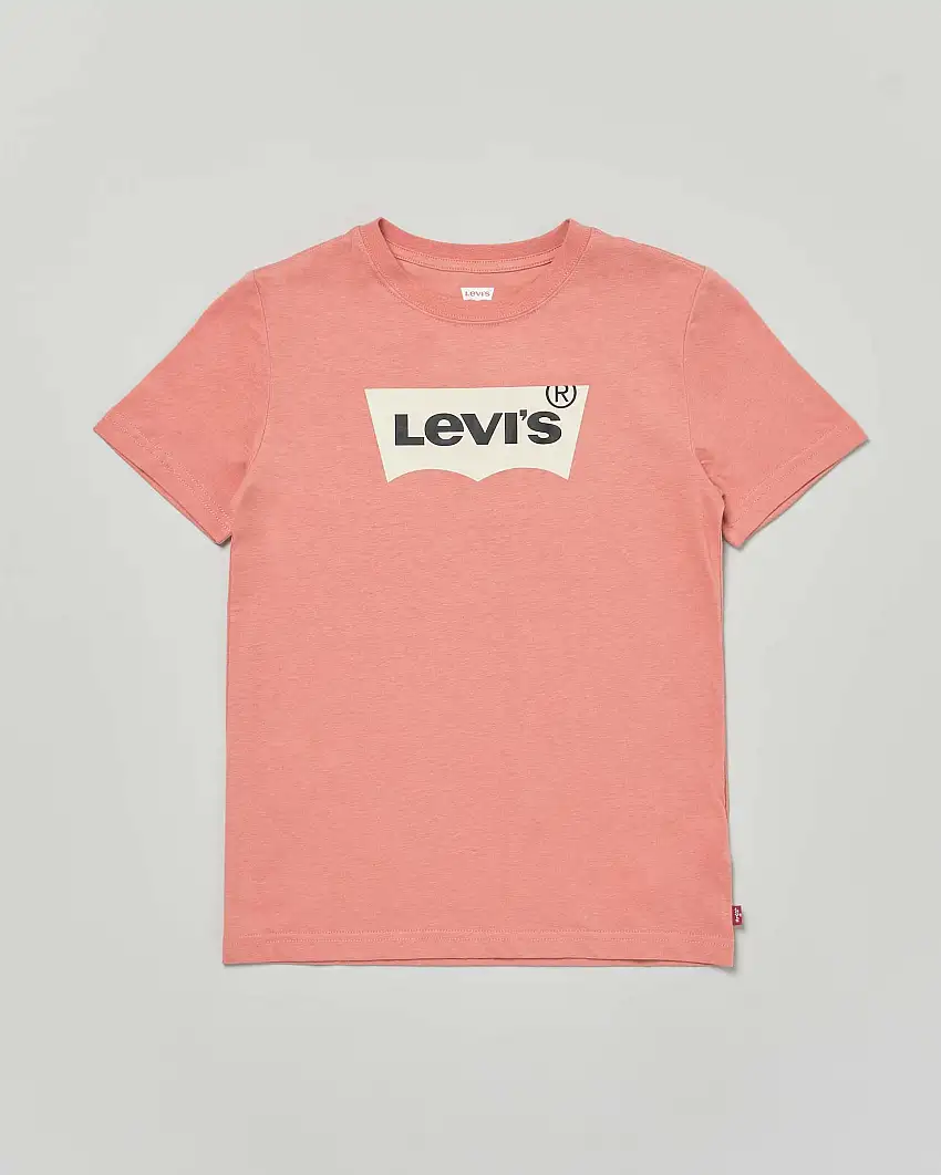 T-shirt Levi's corallo mezza manica con logo batwing panna