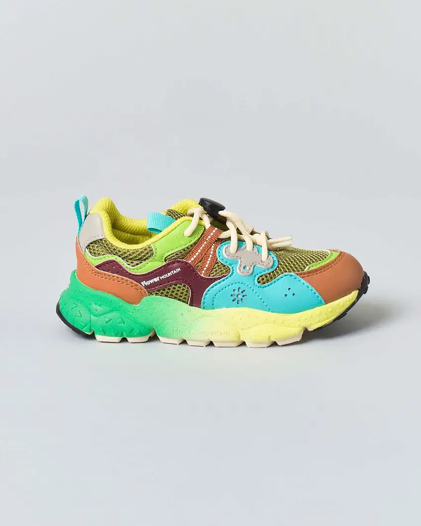 Sneakers Flower Mountain Yamano 3 in similpelle e mesh muticolor