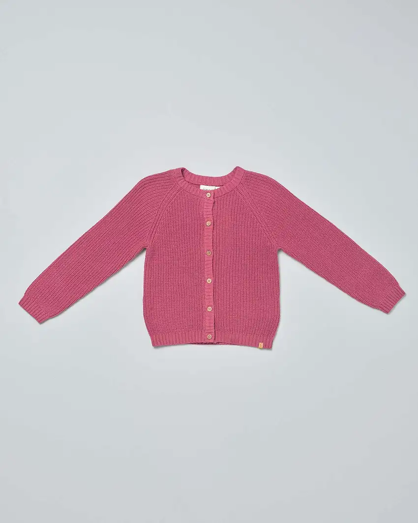 Cardigan rosa in cotone lavorato