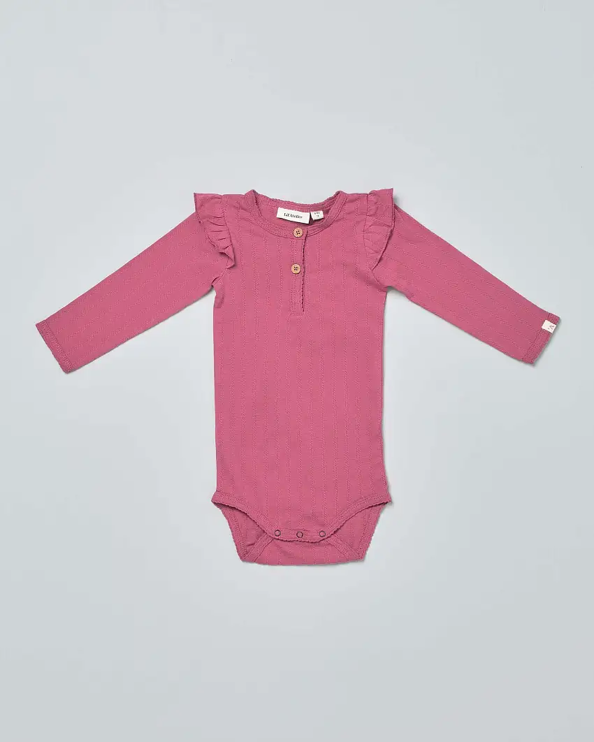 Body Lil'Atelier rosa in cotone operato a manica lunga