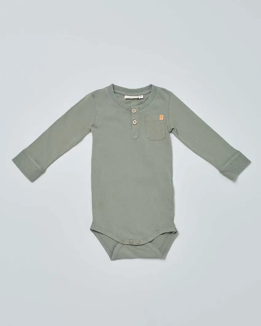 Body salvia in cotone a manica lunga con taschino