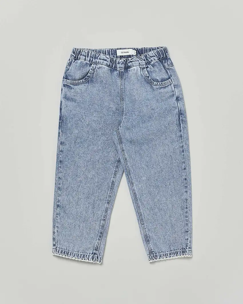 Jeans Lil' Atelier mom fit a lavaggio chiaro stone washed marmorizzato