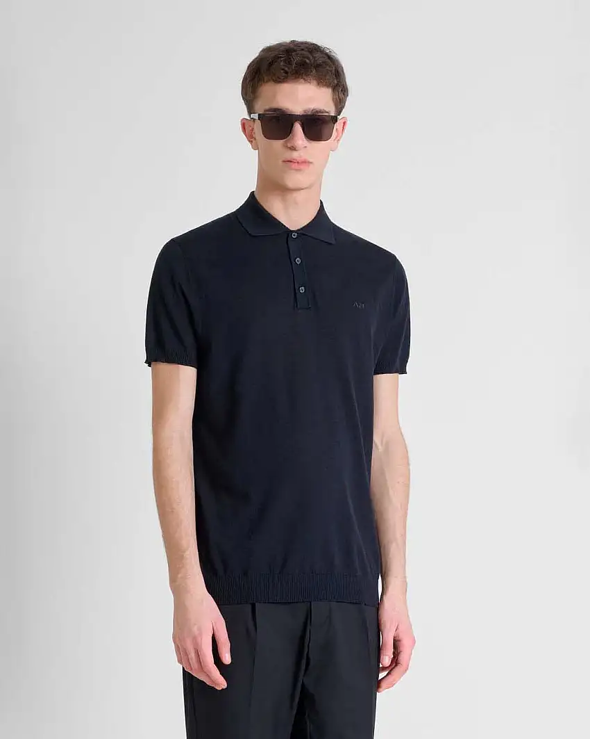 Polo nera Antony Morato in maglia di misto cotone e viscosa
