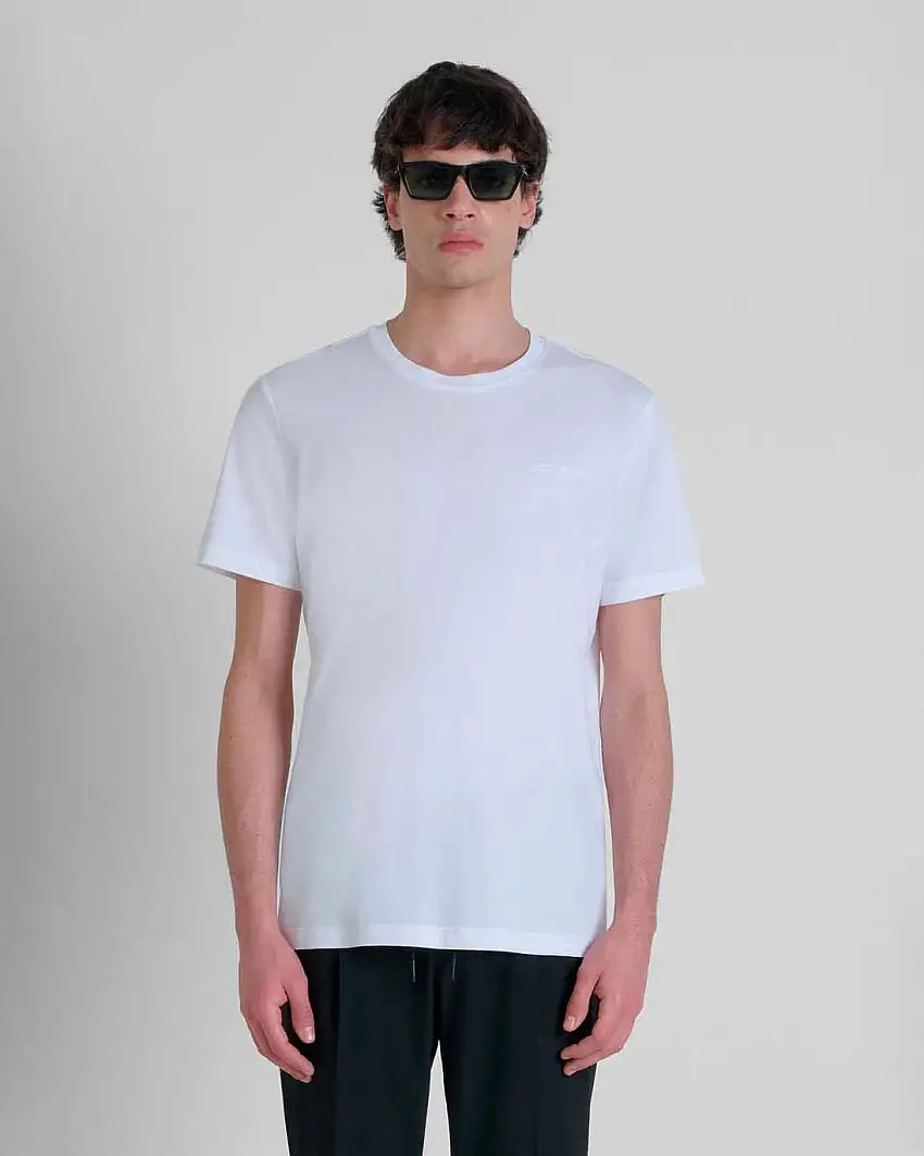 T-shirt mezza manica Antony Morato bianca in misto cotone con logo firma in tono
