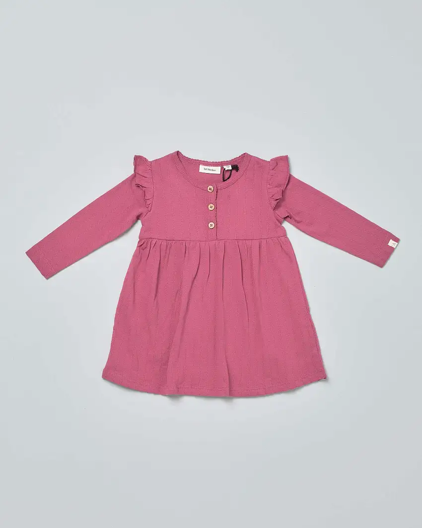 Abito Lil'Atelier rosa in cotone operato a manica lunga