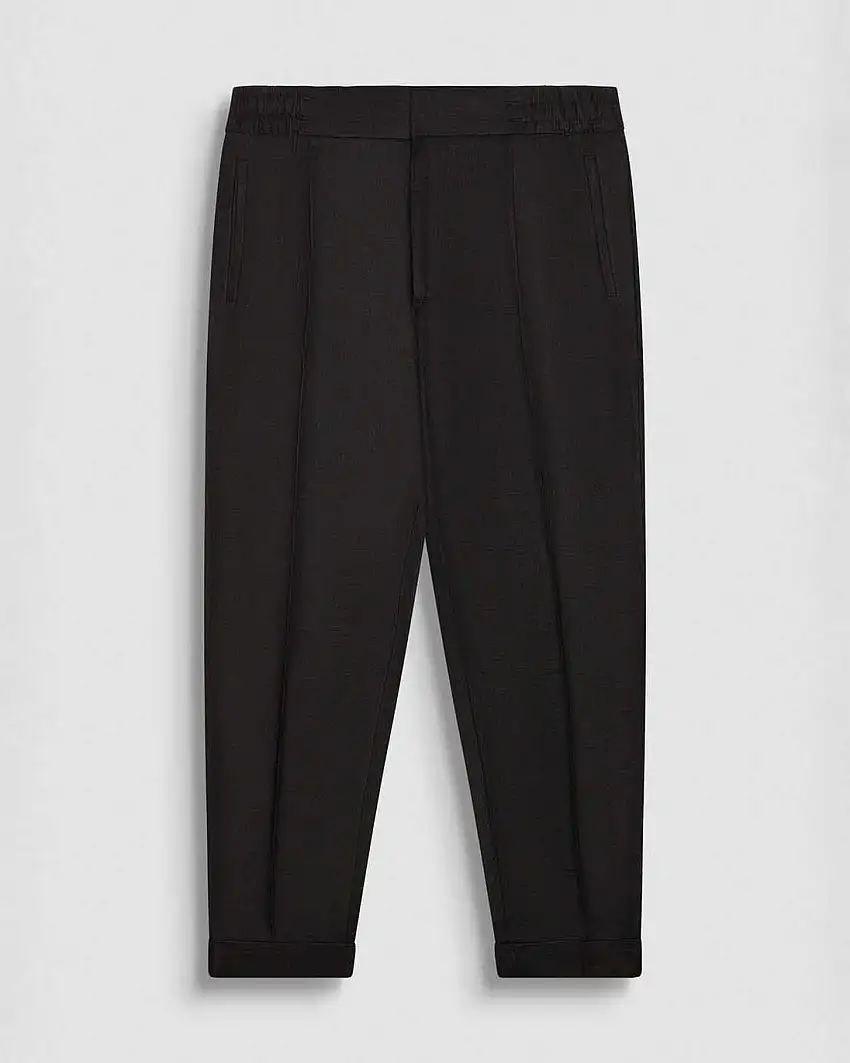 Pantaloni neri Antony Morato in misto lino e cotone con piega stirata fronte e retro