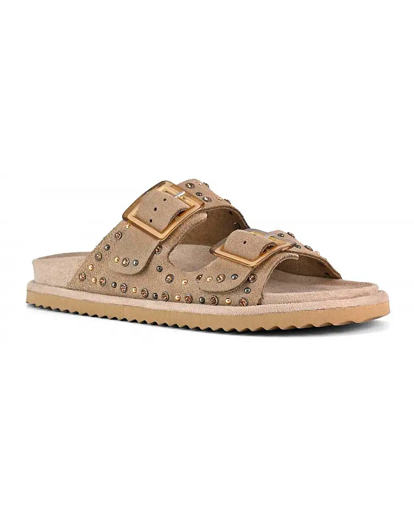 Sandali color sabbiaColors of California in pelle scamosciata con borchie argento applicate