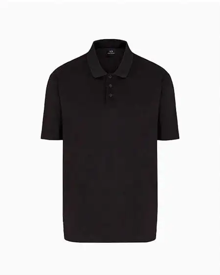 Polo mezza manica Armani Exchange nera con micro lavorazione jacquard