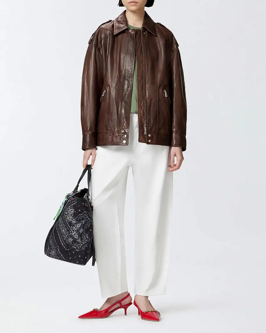 Jeans bianchi balloon-fit Pinko in denim bull di cotone