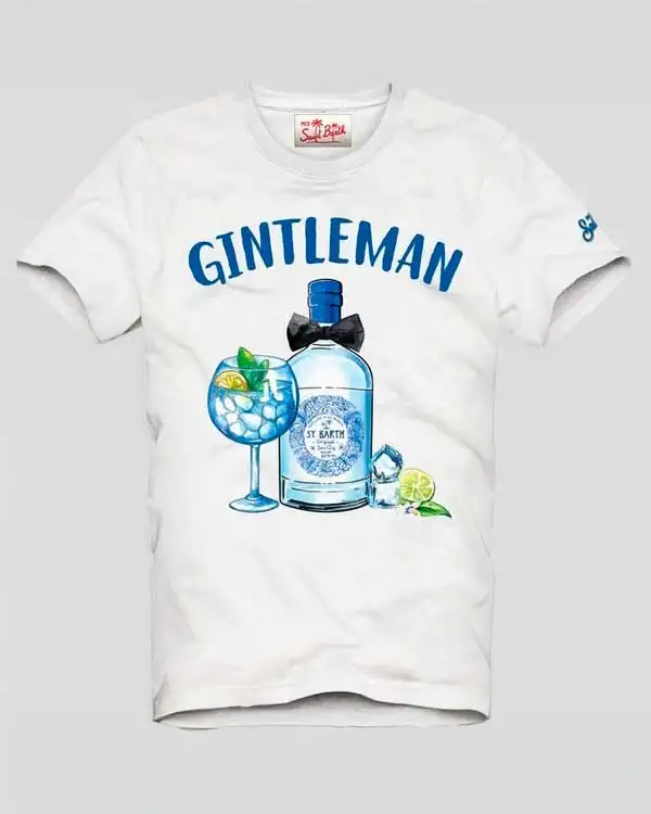 T-shirt MC2 Saint Barth bianca con stampa Gintleman