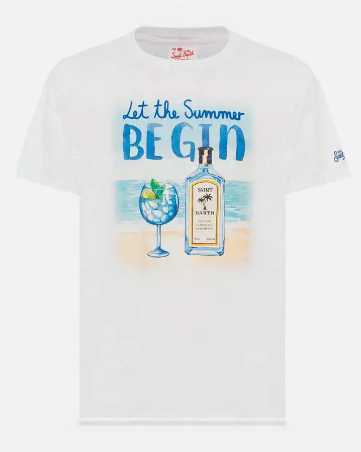 T-shirt MC2 Saint Barth bianca con stampa Let The Summer Begin