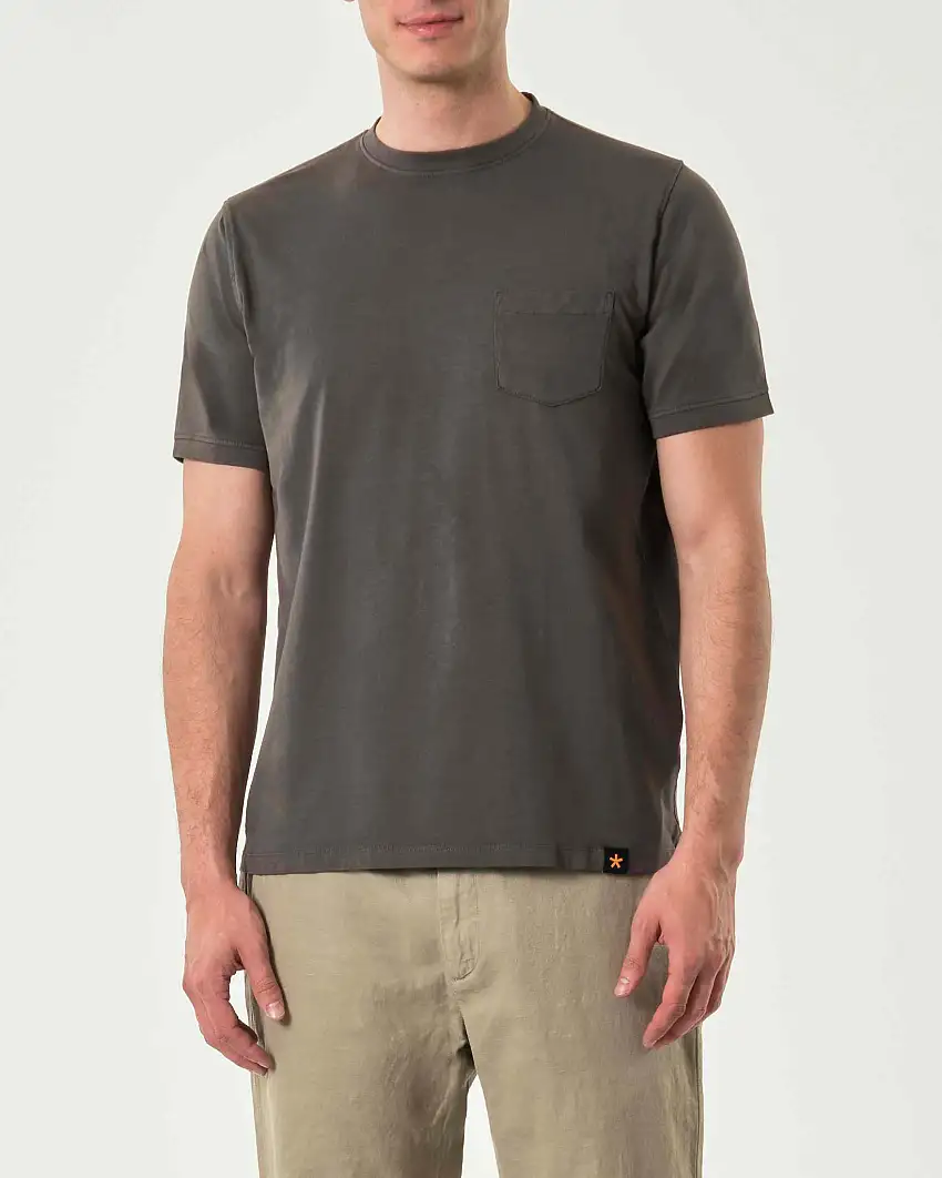 T-shirt mezza manica My Stuff antracite in cotone stretch con taschino