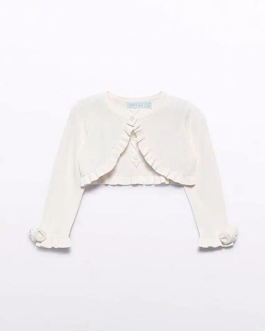 Coprispalle Abel & Lula panna con rouches e roselline