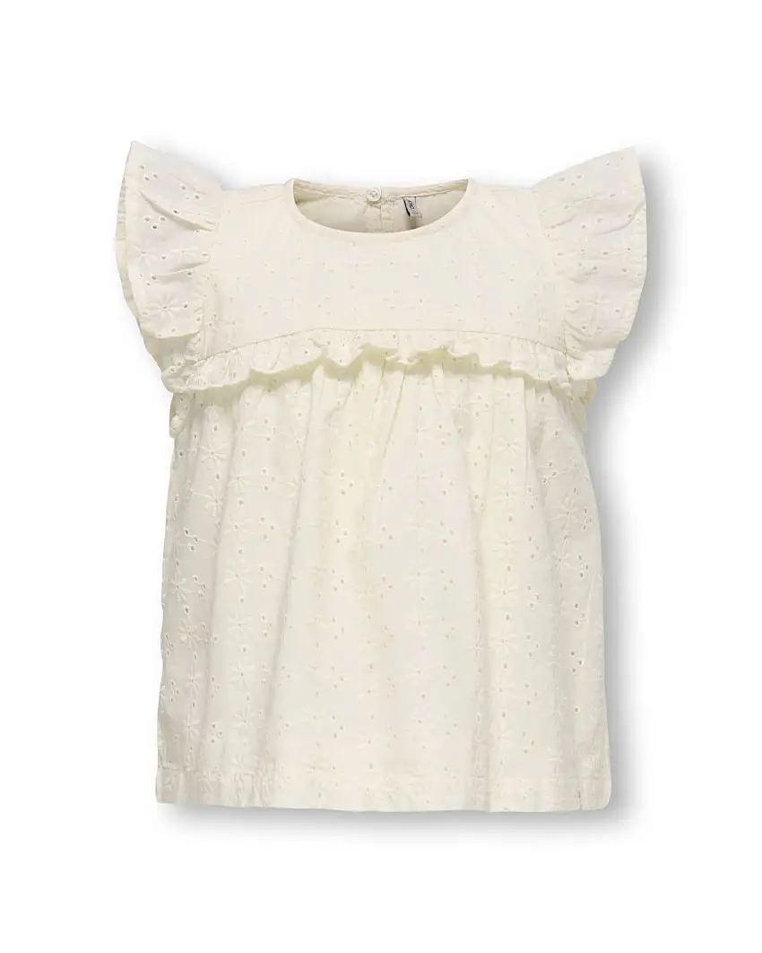 Camicia Only color avorio in pizzo sangallo con rouches