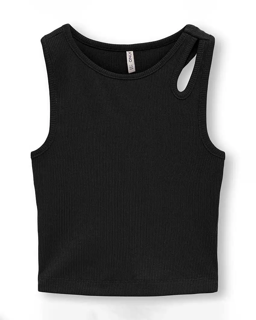 Top Only nero in cotone a costine con cut out