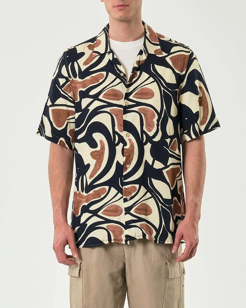 Camicia mezza manica Paul Baker in fantasia geometrica astratta