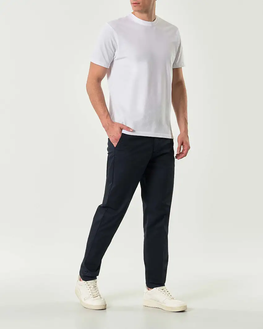 Pantalone chino Paul Baker blu in tessuto diagonale di cotone stretch