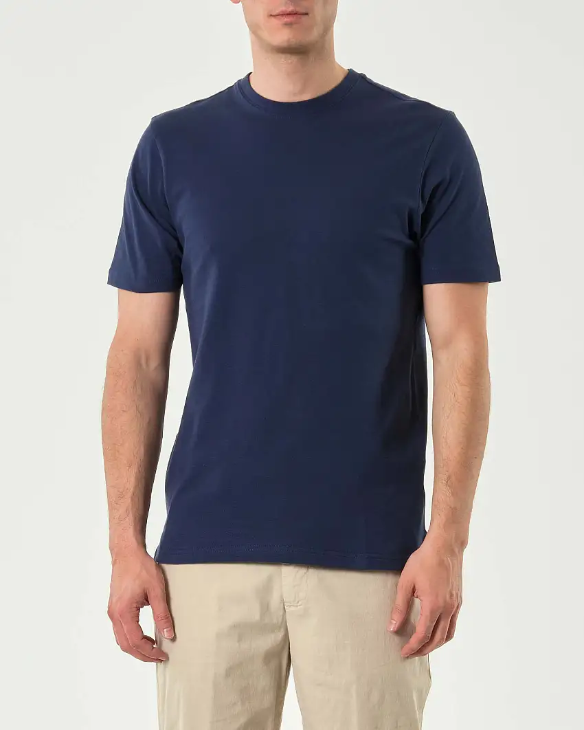 T-shirt mezza manica Paul Baker blu indaco in micro piquet di cotone stretch