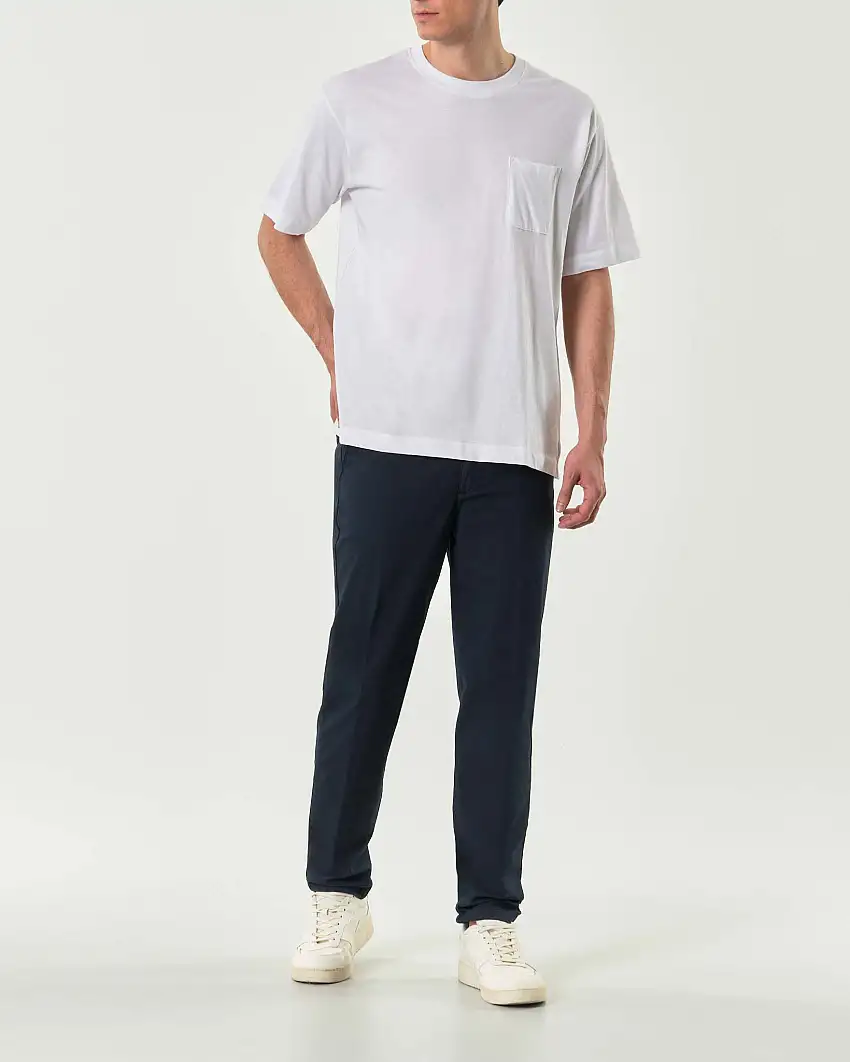 Pantalone chino Paul Baker blu in cotone stretch micro armatura