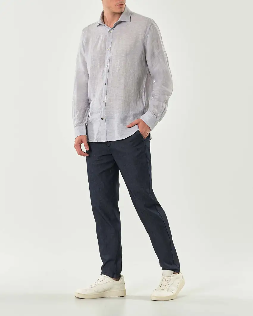 Pantalone chino Paul Baker blu in tessuto diagonale di misto cotone stretch