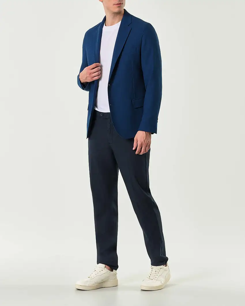 Blazer drop 4 Paul Baker blu indaco in jersey di viscosa stretch