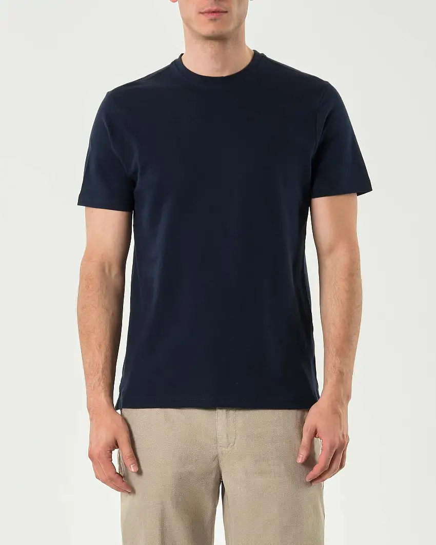 T-shirt mezza manica Paul Baker blu in micro piquet di cotone stretch