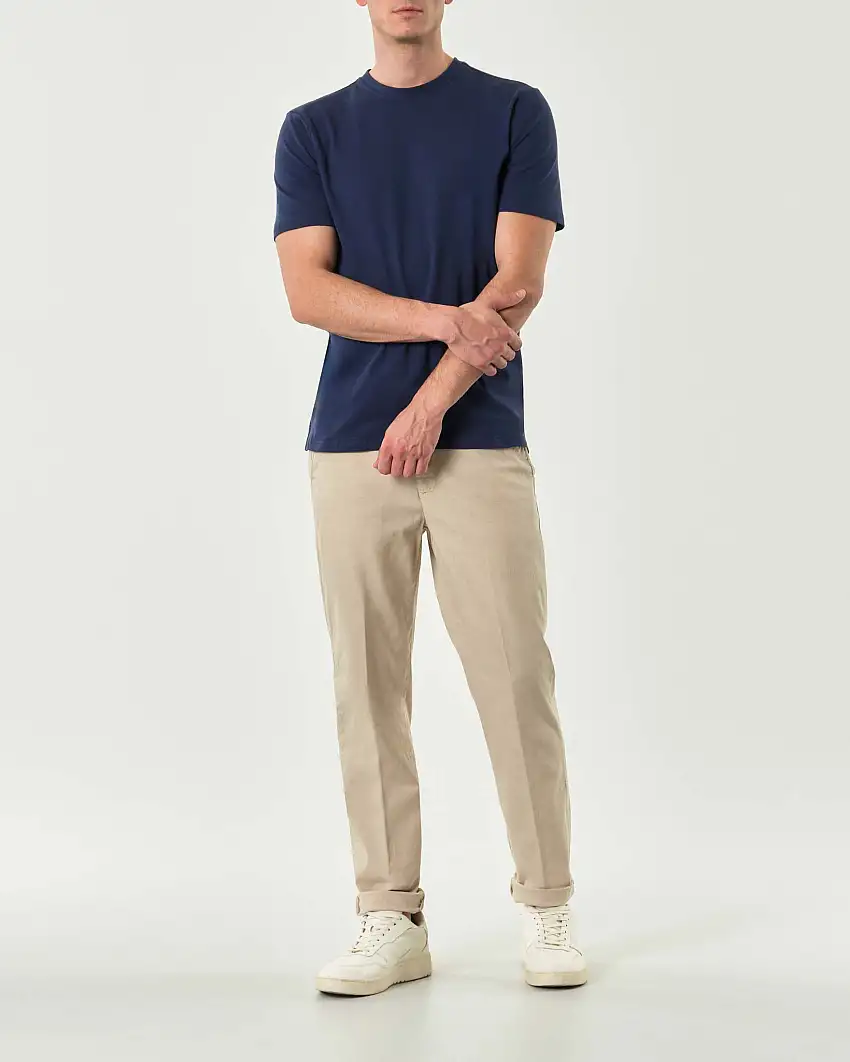 Pantalone chino Paul Baker beige in misto lino e cotone stretch