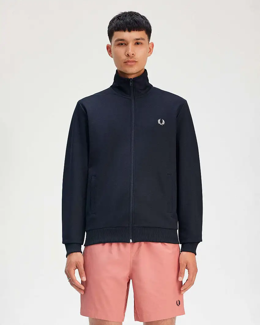 Felpa Fred Perry blu in misto cotone con chiusura zip