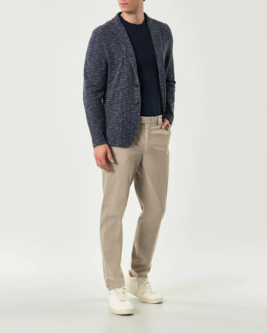 Pantalone chino Paul Baker beige in cotone stretch micro armatura