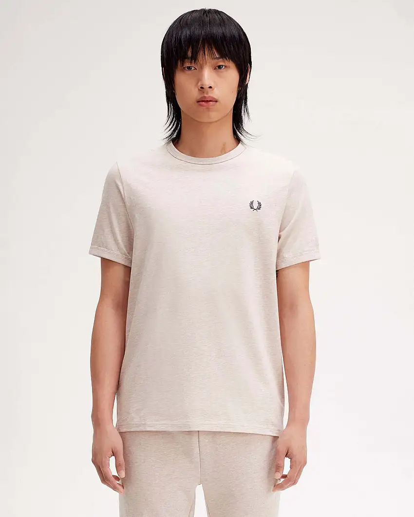 T-shirt mezza manica Fred Perry avorio tinta unita