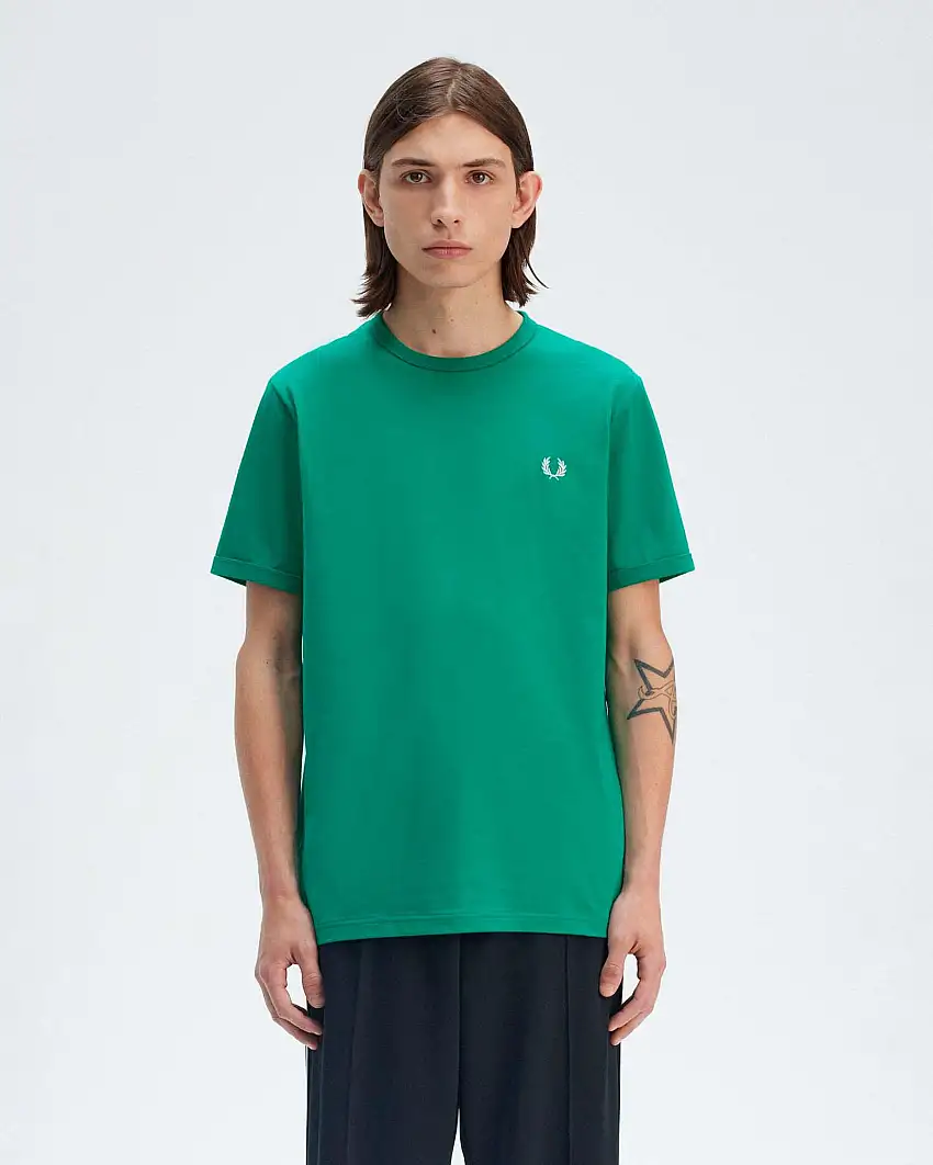 T-shirt mezza manica Fred Perry verde tinta unita