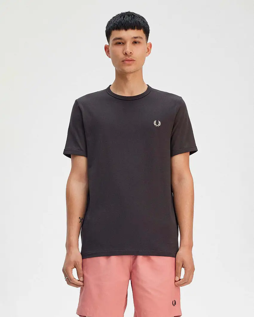 T-shirt mezza manica Fred Perry grigio antracite tinta unita