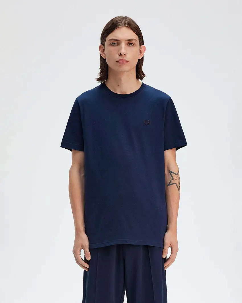 T-shirt mezza manica Fred Perry blu indaco tinta unita